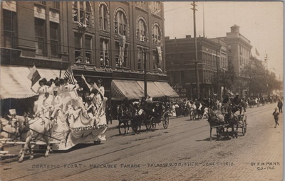#ad Oshtemo Float Maccabee Parade Kalamazoo Michigan MI 1910 Mann RPPC Postcard $69.95