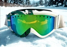 Anon Figment Snowboard Ski Goggles Green Mirrored Lens Map Strap VTG Rare EUC