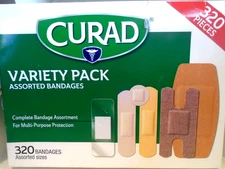Curad Bulk Variety Pack Assorted Bandages Flex-Fabric, Waterproof, Plastic 320ct