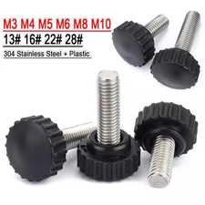 M3 - M10 Black Plastic Round Knurled Thumb Screw Hand Grip Knob Bolts Thumbscrew