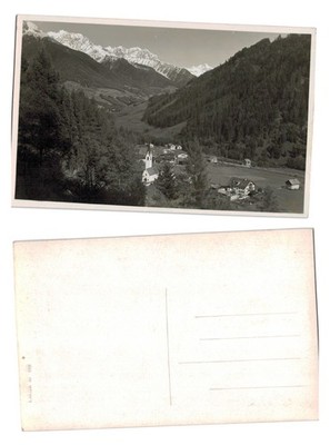 Alte Postkarte - Alpental Dorf Berglandschaft UNBESPIELT