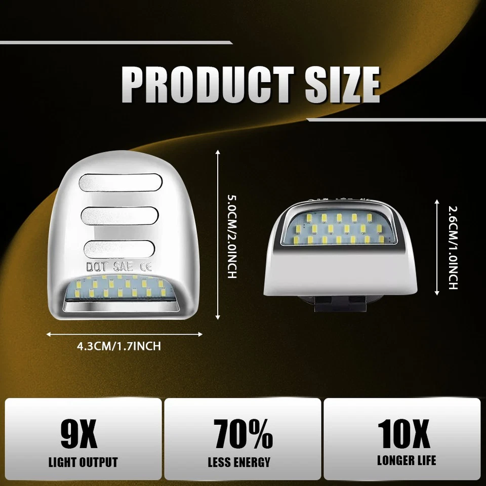 2 luces de matrícula LED cromadas blancas para Chevy Silverado 1500 99-13 A Foto 3 de 4