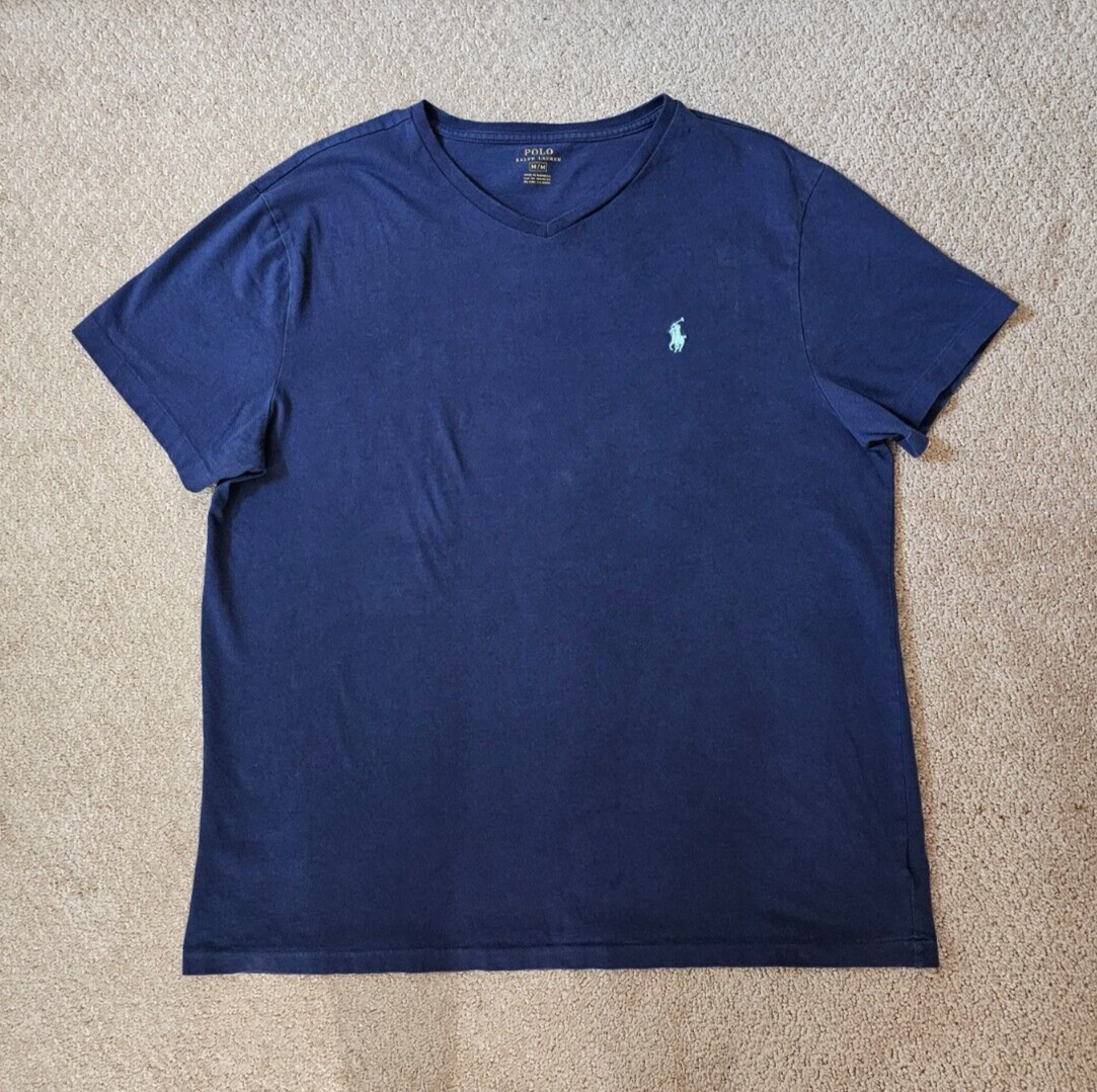 PONY Polo Ralph Lauren uomo t shirt vestibilità classica scollo a V 100% cotone taglia M