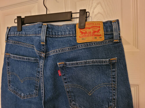 Jeans Levis 511 Para Hombre Etiqueta 36x30 Azul Cónico Recto Medio Lavado Elastizado Denim - Imagen 3 de 10