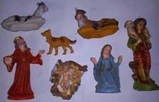 7 Vintage Nativity Christmas Manger Scene Figurines Made In Italy Preowned