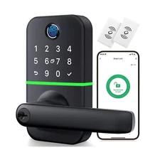 Keypad Smart Door Lock with Handle: Kucacci Keyless Entry Fingerprint Lock - ...