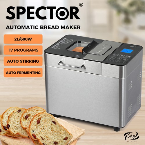 Spector Bread Maker Machine Stainless Steel Automatic Dispenser Knead 17 Program