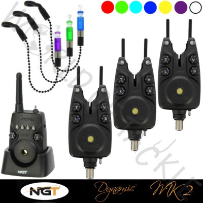 NGT Dynamic Wireless Bite Alarm MK Set Of 3+ Receiver x Indicator  Options UK