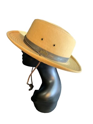 Red Head  Cotton Sun Outdoor Safari Hat With Leather Draw String Chin Strap
