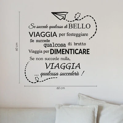 AVERY wall stickers frase se succede qualcosa di bello viaggia agenzia di viaggi a0722