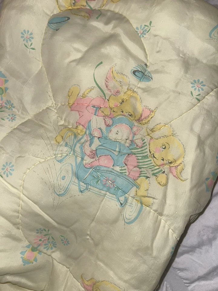 Manta de bebé de colección edredón edredón cuna sedoso perro cachorro estampado amarillo Foto 2 de 3