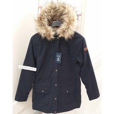Hollister Stretch Cozy Lined Parka Jacket Coat Navy Blue Womens Size Large