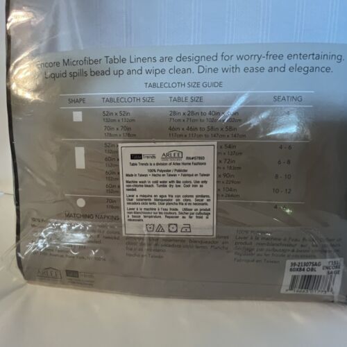 Encore Microfiber Green Tablecloth 60 in x 84 in Polyester Spill Proof - Picture 2 of 5