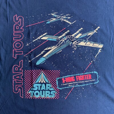 80s VINTAGE STAR TOURS RIDE DISNEYLAND T-SHIRT SZ XL STAR WARS