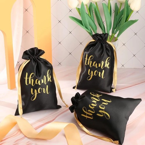 10PCS 13x18cm Thank You Gift Bags String Satin Candy Pouches Jewelry Organizer - Picture 10 of 22