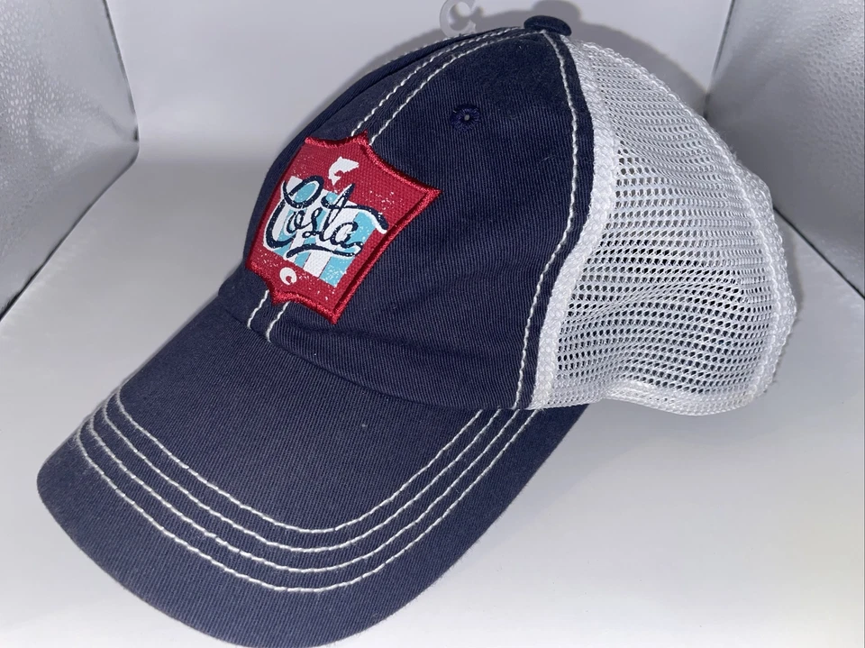 Gorra de béisbol azul con correa de malla COSTA pesca blanca Costa del mar Foto 3 de 4
