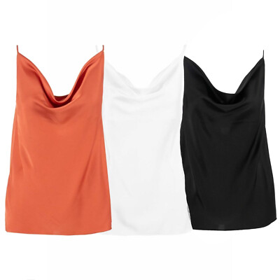 Damen ärmelloses Top mit glänzenden Satin Schulterriemen 65213 Nuovo 