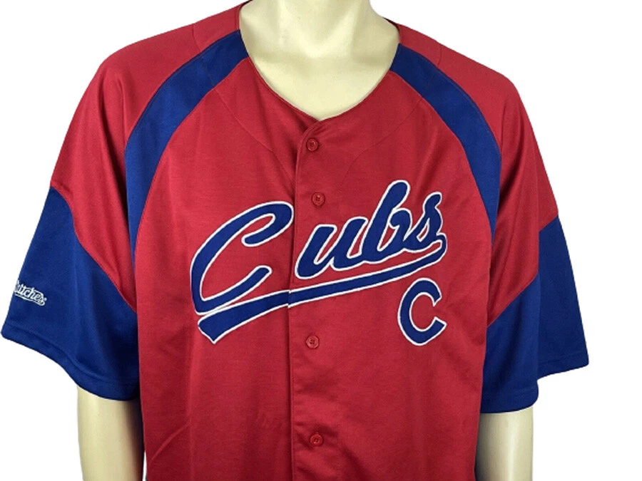 Stitches Athletic Gear Men's Chicago Cubs Jersey Red Blue Buttons Size  XL