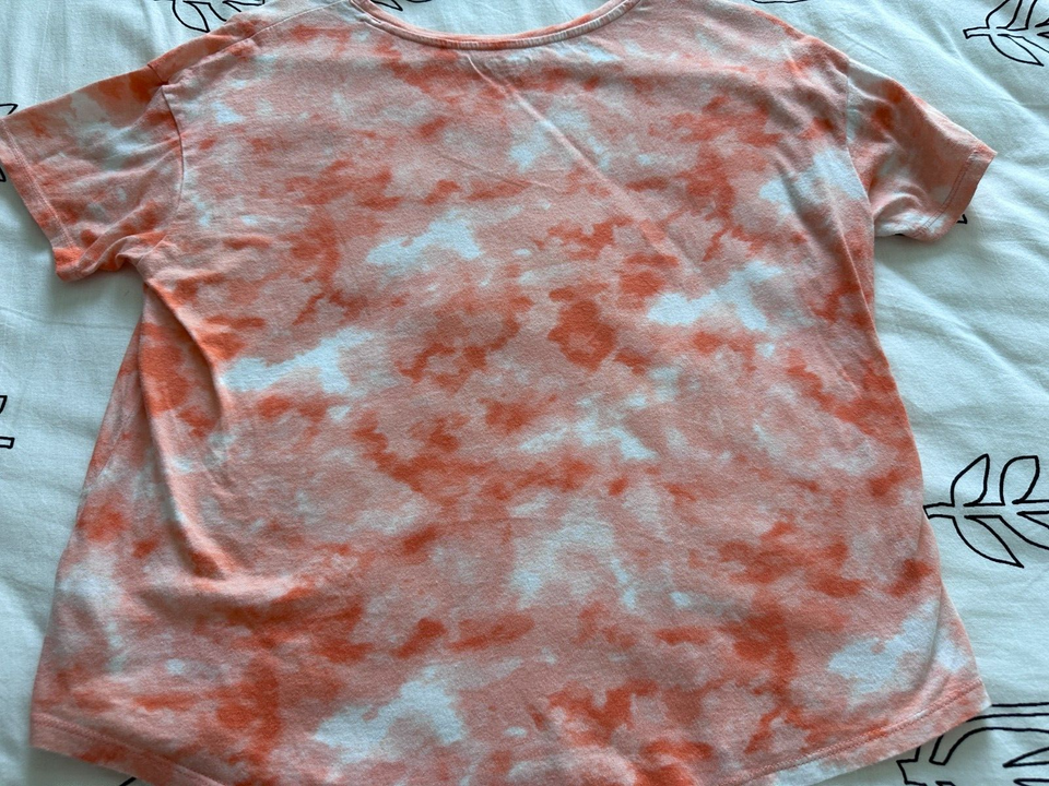 Old Navy Shirt Womens Med Orange TyDy The Easy Tee Staycation Mode