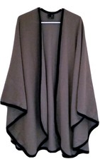 Wool Cashmere Blend Oversize Long Cape Wrap Poncho V-neck One Size Made In Uk