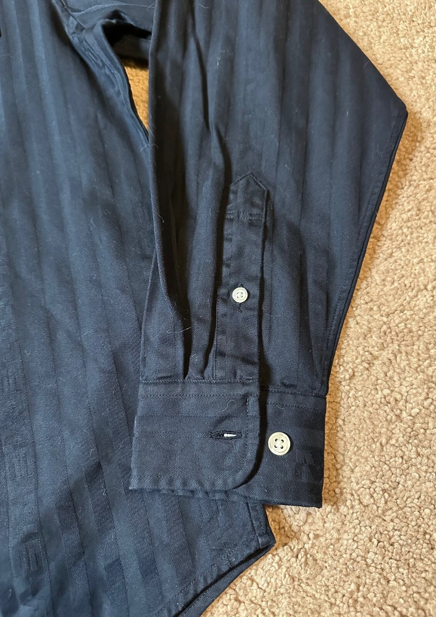 Supreme Men's Jacquard Stripe Twill Button Down Shirt Navy size
