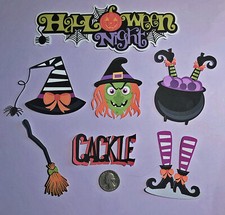 Witch Die Cuts, Halloween Die Cuts - 7 pcs - Printed Die Cuts