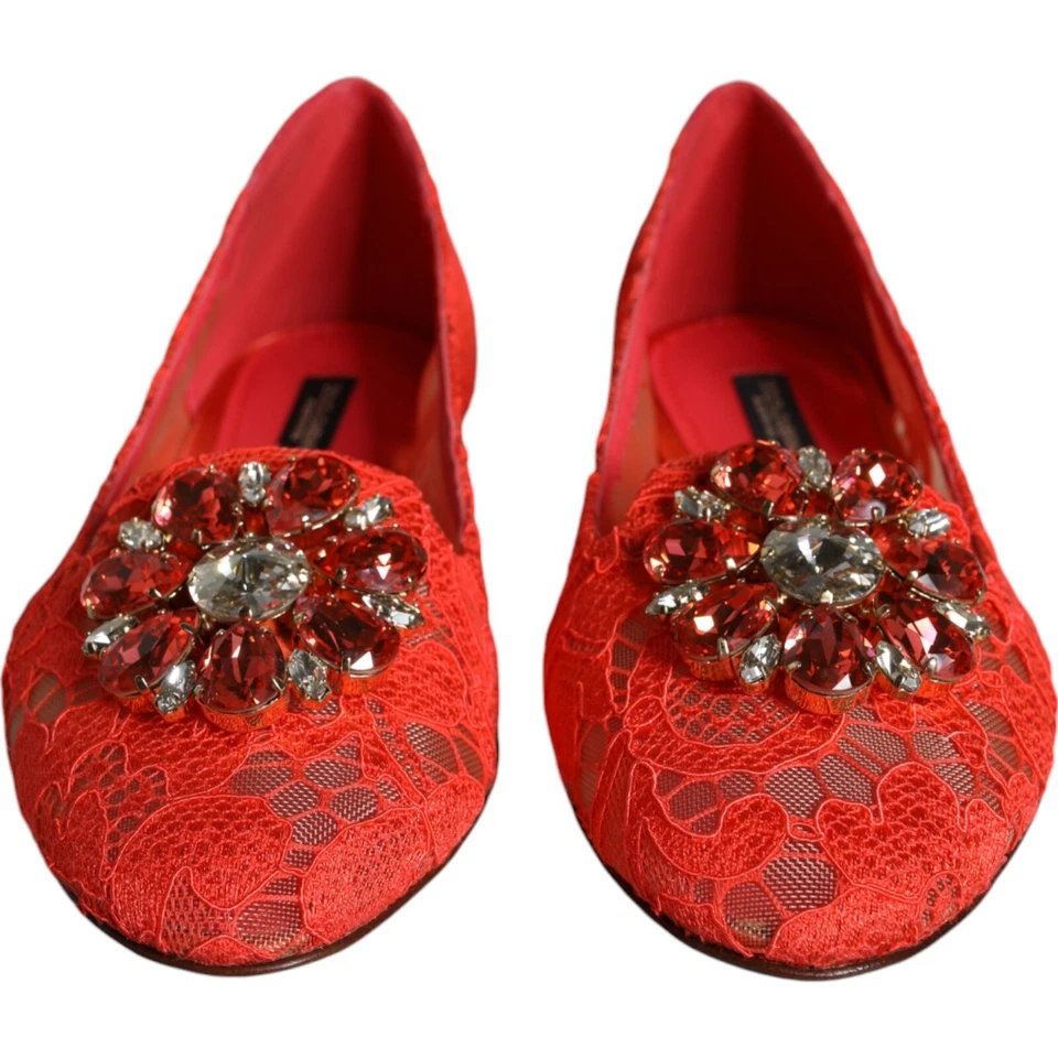 Zapatos DOLCE & GABBANA Coral Encaje Cristal Ballet Pisos Mocasines EU35/US4.5 870usd Foto 2 de 4