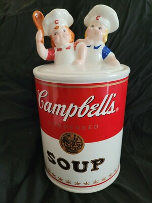 Vintage Estate Campbell's Soup Can Cookie Jar Ceramic 12