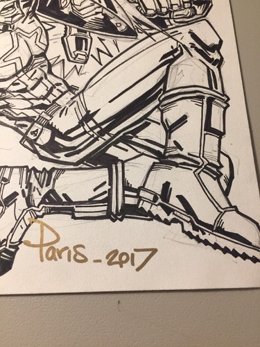 Captain America Vs Iron Man SKETCH-HAND INK & SIGNED/Paris Cullins W/COA (8x10) - Picture 4 of 7