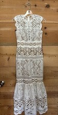 ANTHROPOLOGIE BHLDN MONIQUE LHUILLIER 0 ARABELLA FLORAL LACE CROCHET MIDI DRESS