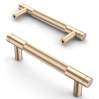 Asidrama 10 Pack 3.75 Inch(96mm) Gold Cabinet Pulls Knurled Cabinet Handles Cupb