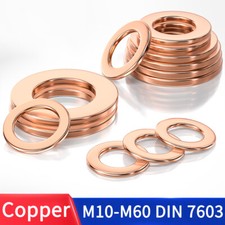 Copper Sealing Washers Metric M10 M12 - M60 Flat Gasket Sump Plug Washer DIN7603