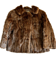 Real Fur Brown Vintage Short Jacket 3/4 Sleeve Smith & Sons Ltd Fits Size 12