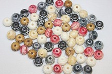 12mm - 72 Pc/Pack - Hand Crafted  Carved Bone Beads - 4 to 6 Colors / Pack