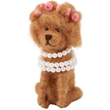 Primitives by Kathy Felt Dog Critter Pearl Necklace Figurine Lover Gift Holiday