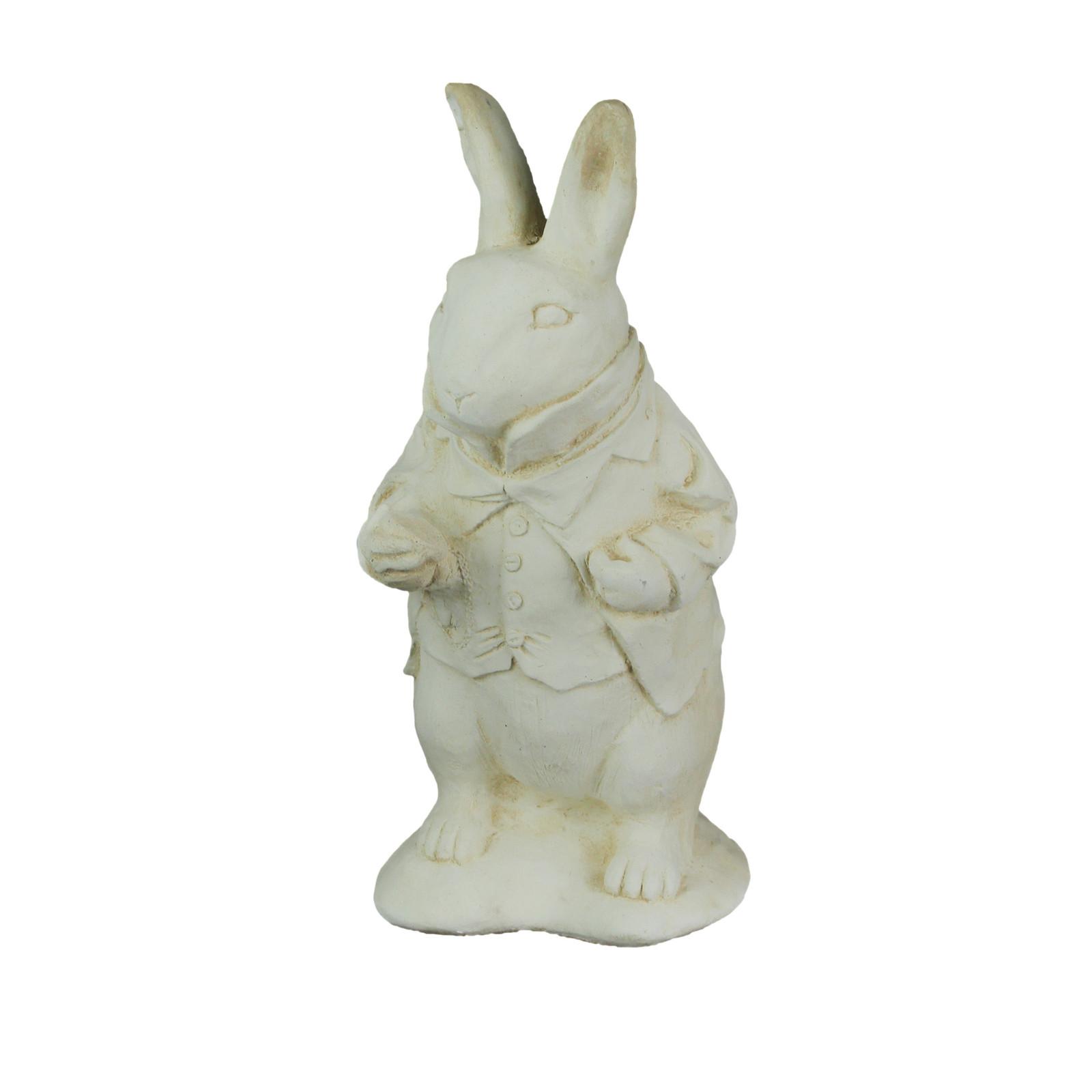 Alice in Wonderland White Rabbit Antique Cement Statue 14 Inch