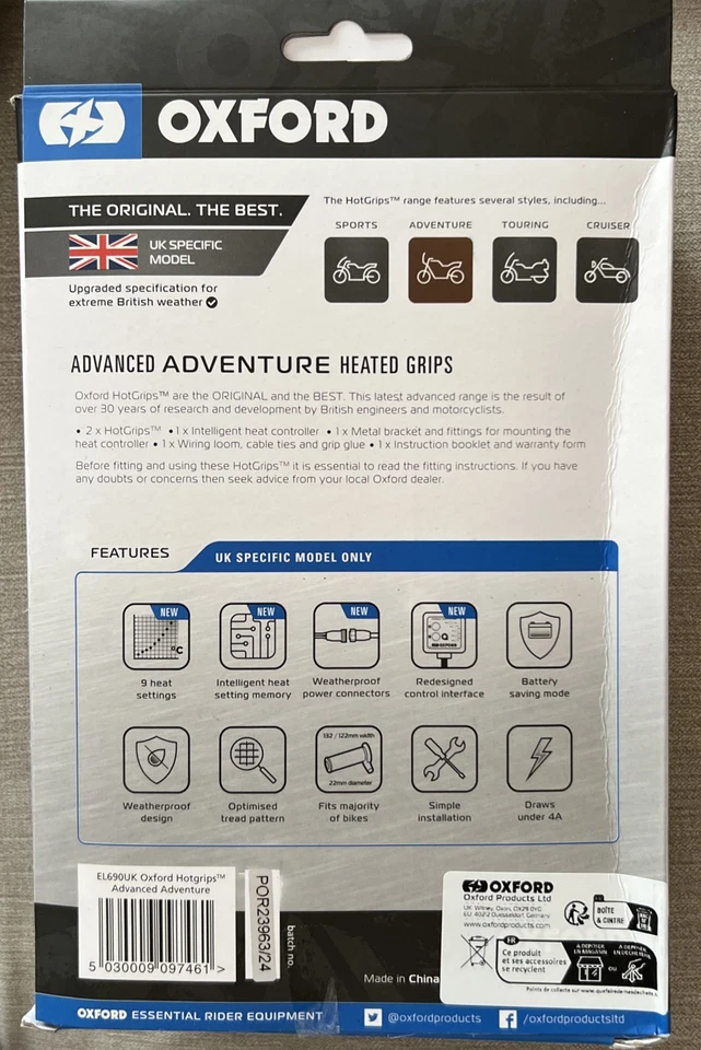OXFORD Hot Grips Advanced ADVENTURE -Heated Grips - 9 Heat Settings -UK Specific - Image 3 of 3