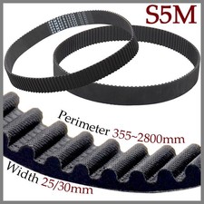S5M Synchronous Timing Belt Closed Loop Black Pitch 5mm Width 25/30mm For Pulley