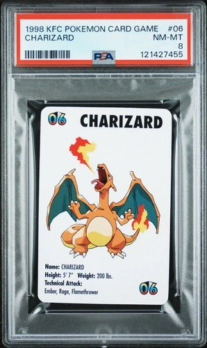 PSA 8 Charizard #06 Pokemon Trading Card Game Mini KFC 1998 MINT