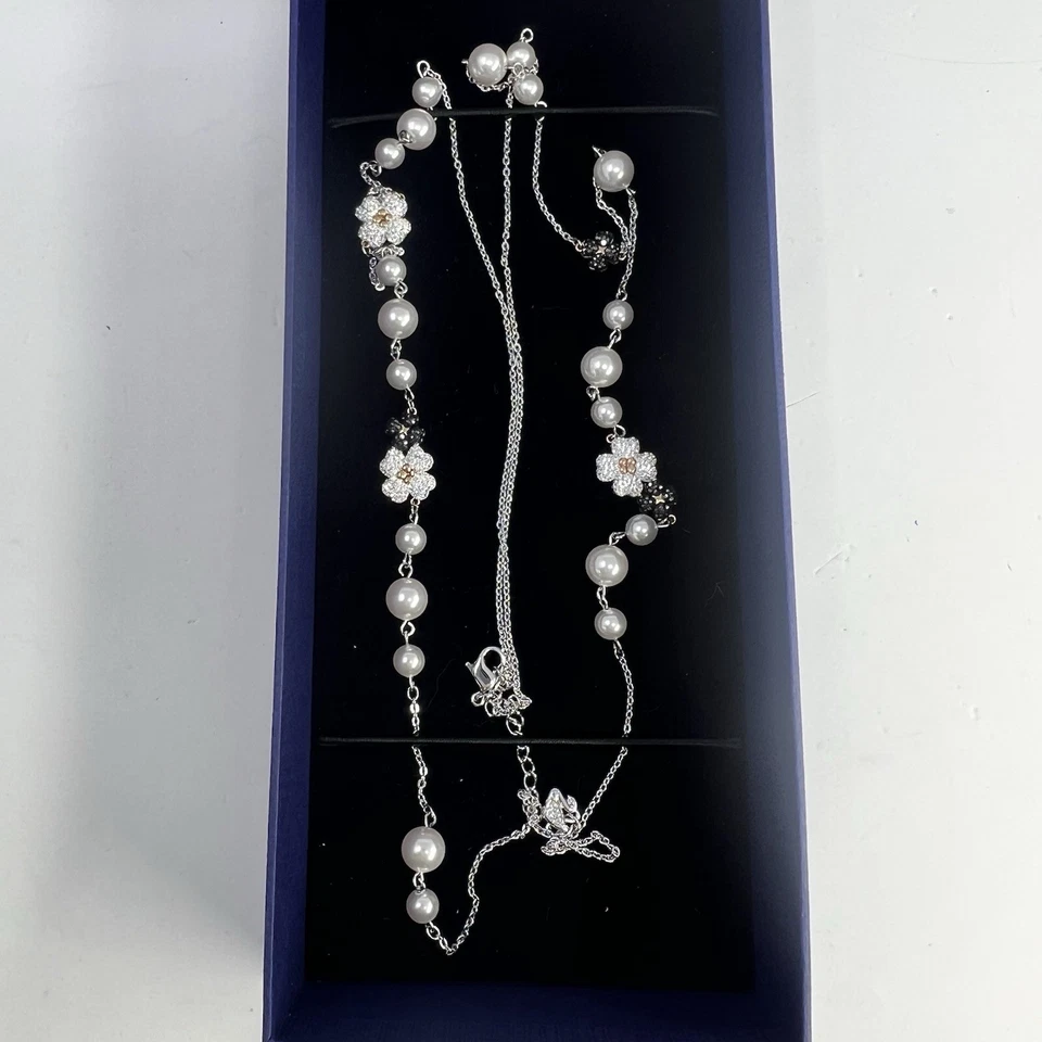 Swarovski Crystal long Necklace  Flowers And Pearls 47673009 MIB - Image 3 of 4