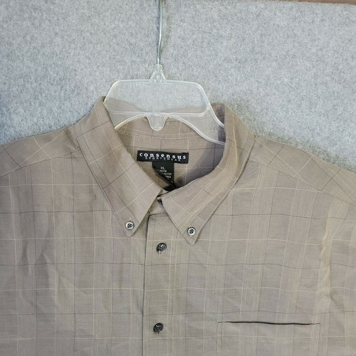 Consensus Sportswear Button Down Shirt Mens XL Short Sleeve Gray - Picture 3 of 9