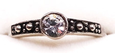 Dainty Vintage Silver Crystal CZ Band Ring Size 5.5