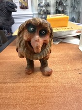 VTG Mid-Century JB Norwegian Hand Carved Wooden Troll Doll 5” Tall #859 Norway