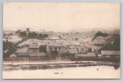 Alte Postkarte Kobe Japan Panoramablick Hafen Hafen 1913 Poststempel gebraucht getönt