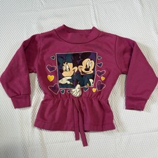 VTG 90s Disney Minnie Mouse Peplum Crew Sweatshirt Hearts 3T Mickey Mouse Pink