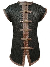Medieval Chainmail Shirt 9mm Flat Revited Ring Half Sleeve Knight Armor for LARP