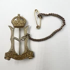 Genuine WW2 23rd Hussars Cap Badge On Pin Fixing With Chain
