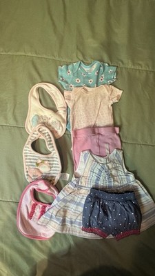 Gerber Carter's Cherokee Baby Girl 0-3M Cotton Clothing Lot Bibs Floral Plaid