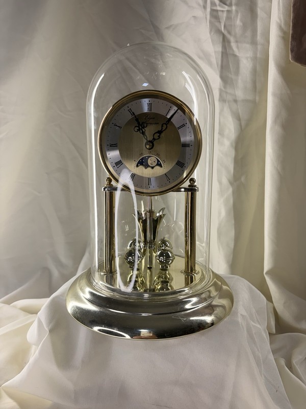 Elgin Anniversary/Torsion Dome Clock Quartz Analog Roman Numerals Gold/Silver
