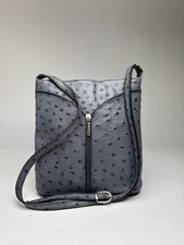 Vintage Ostrich Leather shoulder Bag Grey